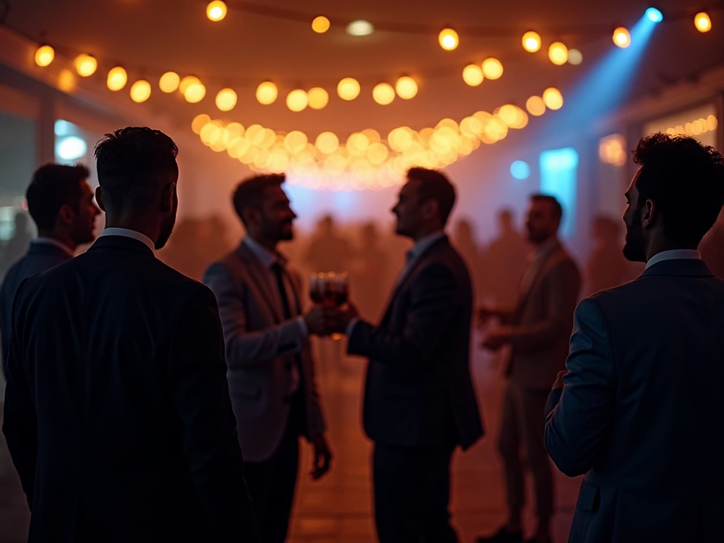 Energetic networking mixer at night